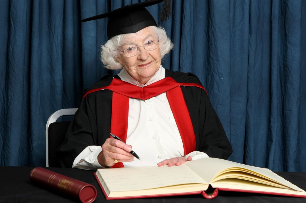 Patricia Greene, who played Jill Archer in The Archers, received an honorary degree from the University of Derby in 2017
