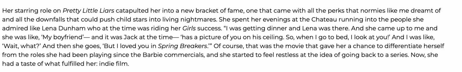 Throwback to Ashley Benson revealing that Jack Antonoff had a photo of her on his bedroom ceiling (Ladygunn, 2024) Throwback to Ashley Benson revealing that Jack Antonoff had a photo of her on his bedroom ceiling (Ladygunn, 2024)