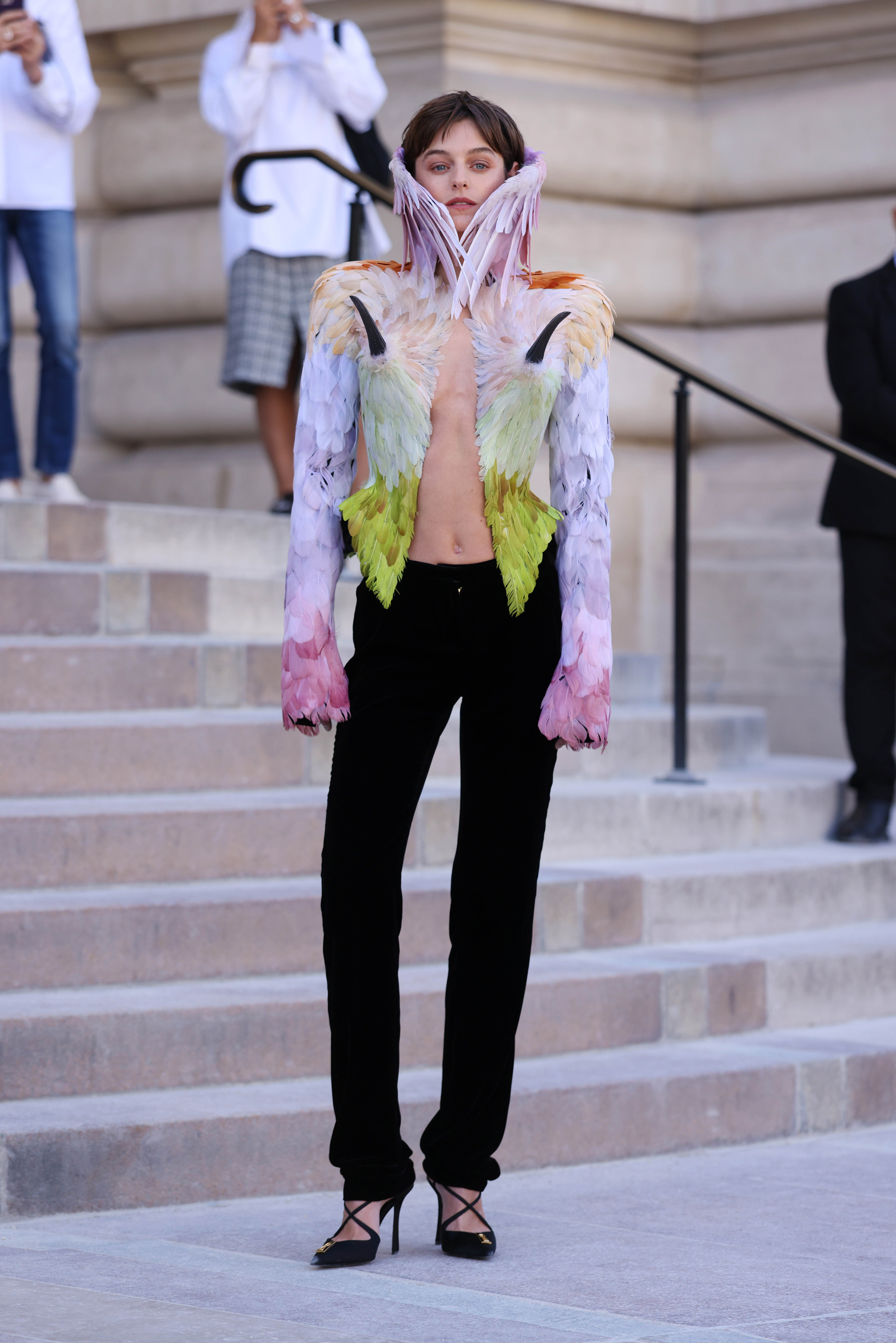 Emma Corrin attends the Schiaparelli show.