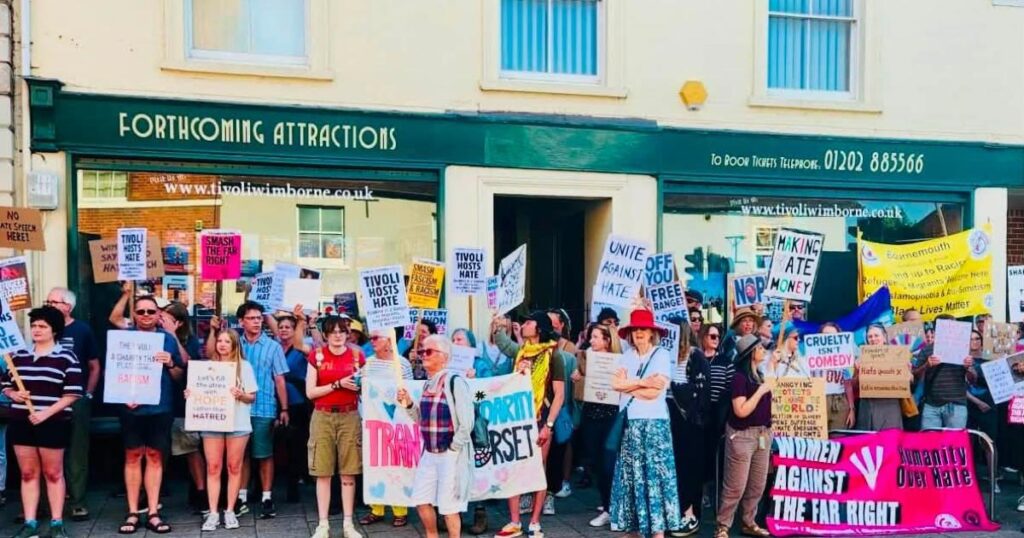 Hundreds protest Katie Hopkins show at the Tivoli in Wimborne