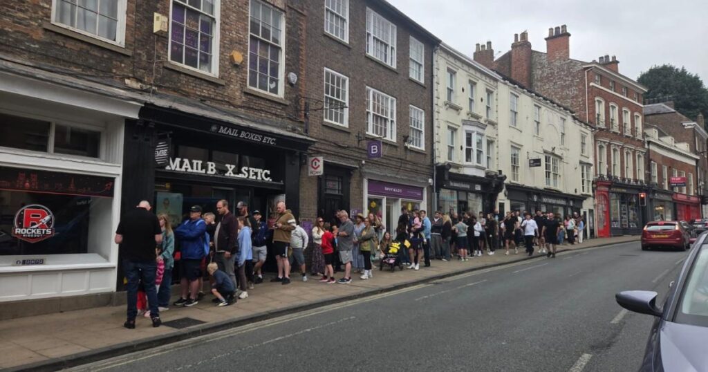 Micklegate York queue for Rocket’s Hideout Pokémon TCG shop Micklegate York queue for Rocket's Hideout Pokémon TCG shop
