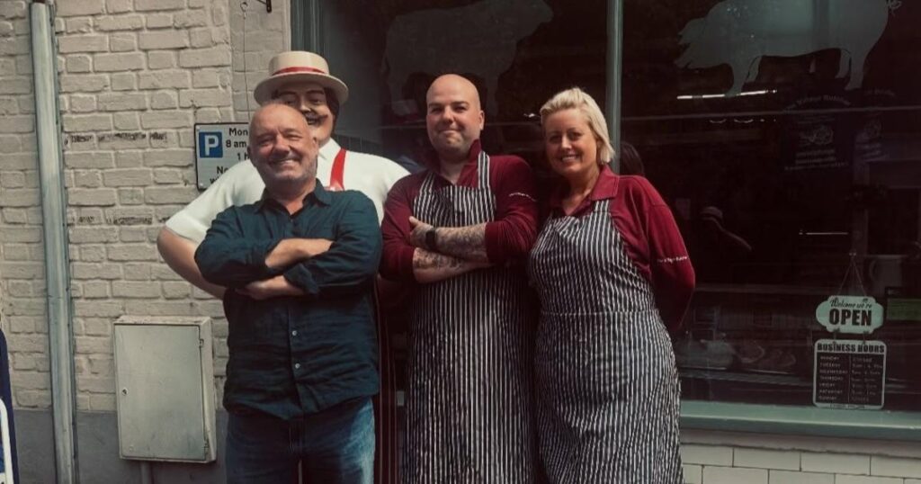 Bob Mortimer films at The Village Butchers in Kingsclere Bob Mortimer films at The Village Butchers in Kingsclere