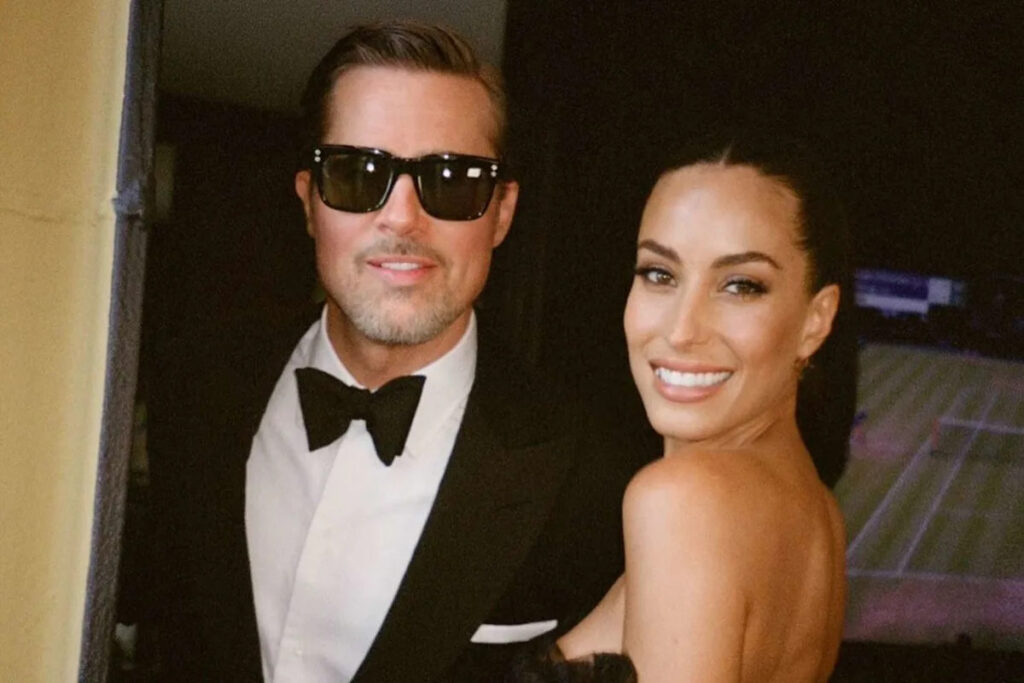 Brad Pitt and Girlfriend Ines de Ramon Twin in Black for Date Night at Taylor Swift and Travis Kelce’s Wedding Brad Pitt and Girlfriend Ines de Ramon Twin in Black for Date Night at Taylor Swift and Travis Kelce’s Wedding
