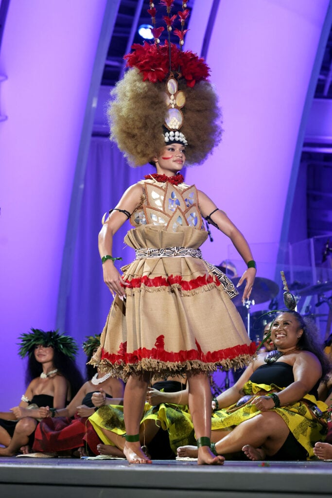 Catherine Laga'aia performs onstage during the Moana World Premiere