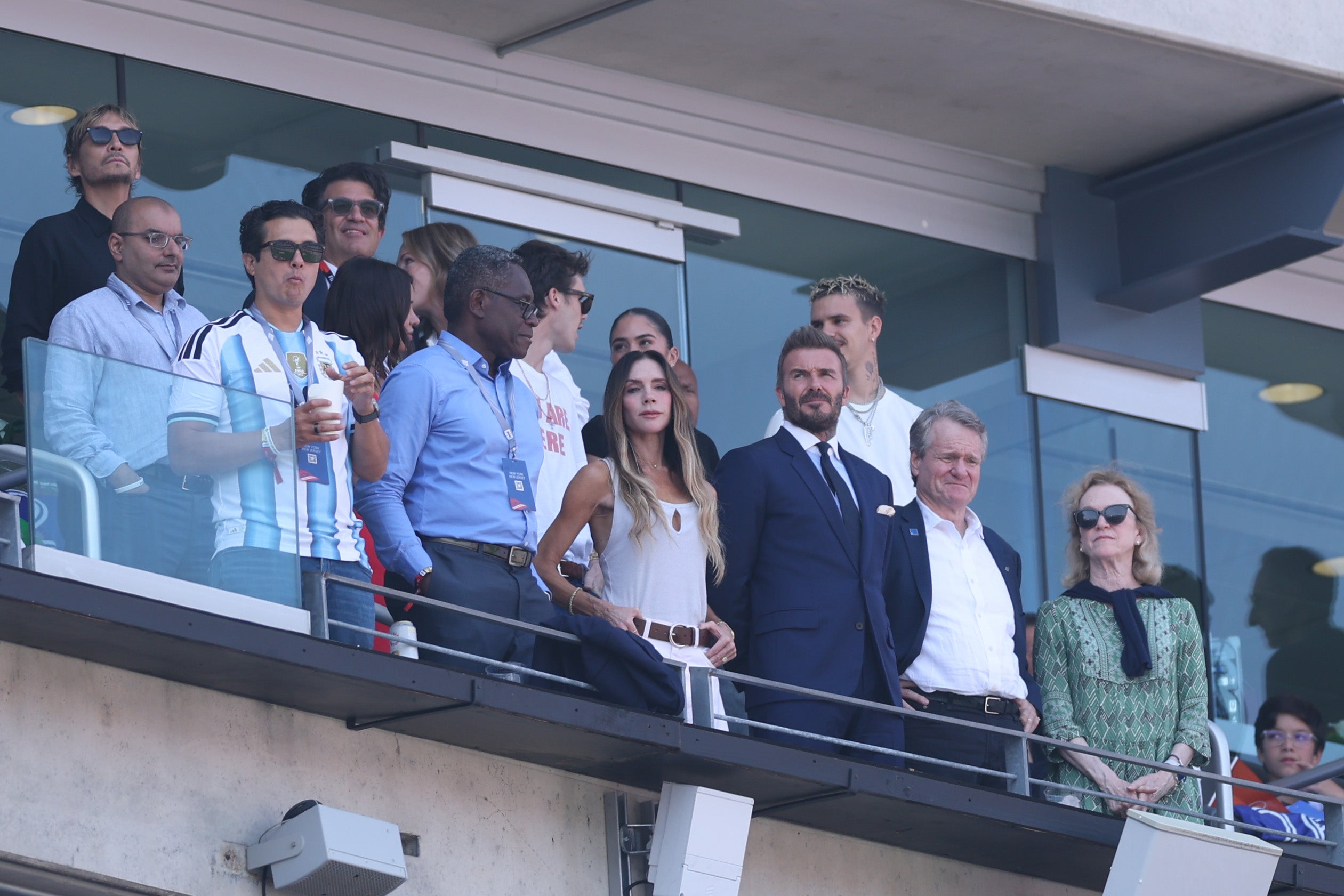 David Beckham and Victoria Beckham attend the FIFA World Cup 2026 Final match between Spain and Argentina