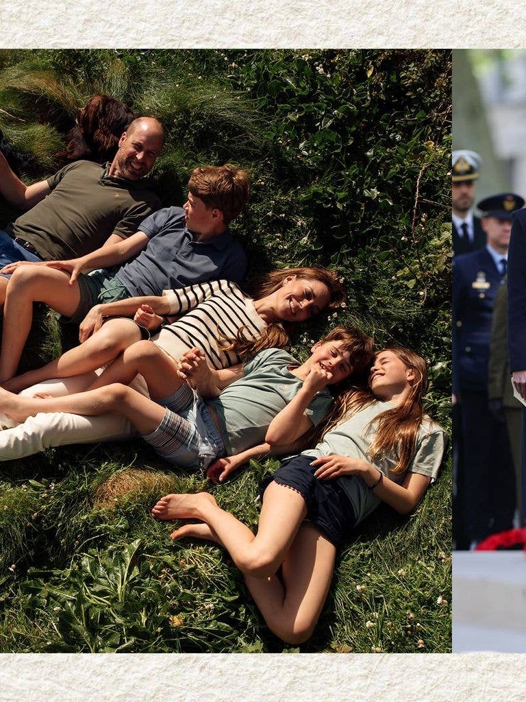 Princess Kate and Prince William family lying in grass