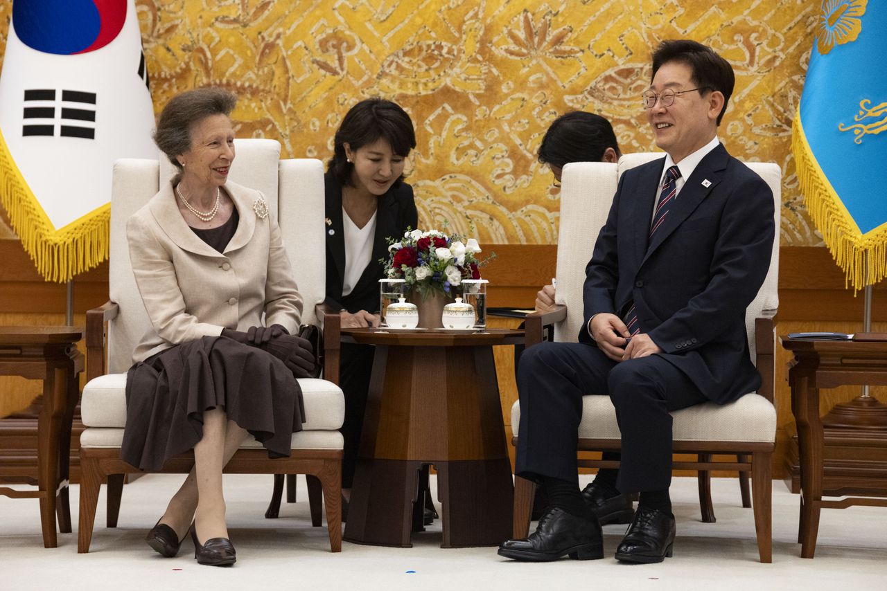 Princess Anne and South Korea’s president Lee Jae Myung on July 14, 2026.Credit: Getty