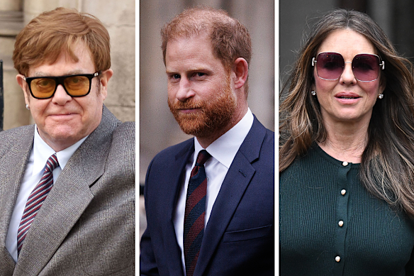 Elton John, Prince Harry and Elizabeth Hurley accused the Daily Mail of using illegal ploys such as phone hacking.