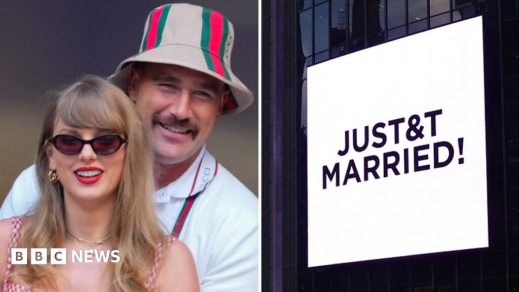 From ‘a beautiful night’ to ‘world’s greatest hangover’, guests react to Taylor Swift and Travis Kelce’s wedding Taylor Swift and Travis Kelce smiling at an event prior to their wedding and a 'Just&t Married' sign at Madison Square Gardens, where their celebration was held
