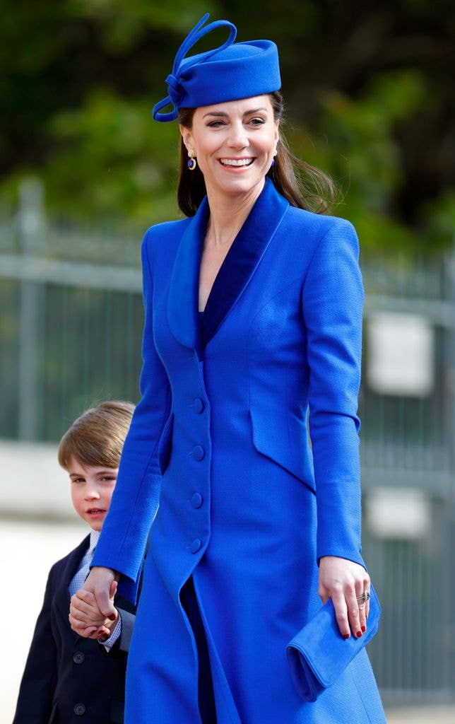 Kate Middleton attend the traditional Easter Sunday Mattins Service wearing red nail polish