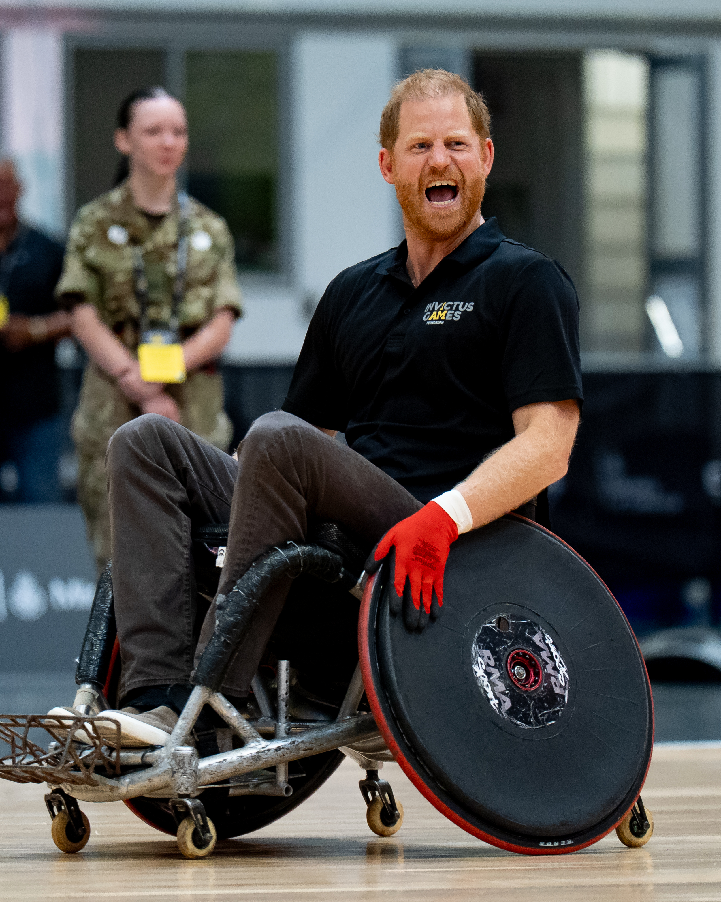 Harry, Duke of Sussex took part in a game of Wheelchair Rugby during the Invictus ‘1 Year To Go’ event in Birmingham (Getty Images)