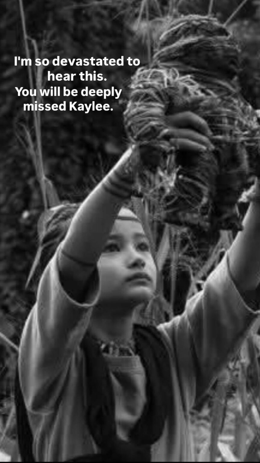 Millie Bobby Brown posts Kaylee Hottle on her Instagram story: I'm so devastated to hear this. You will be deeply missed Kaylee