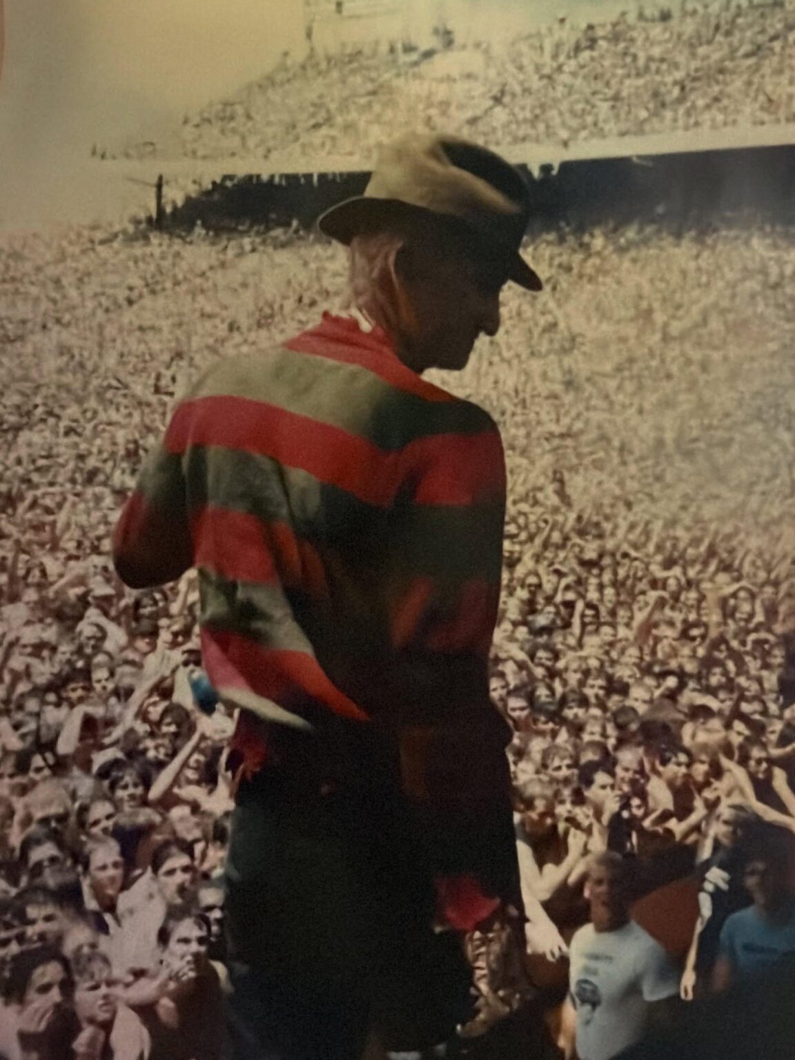 Robert Englund just shared this incredible vintage photograph over on Instagram. That's Englund in full Freddy Krueger costume at the Texxas Jam ‘87 concert event at the Cotton Bowl in Dallas, Texas