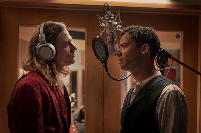 Lestat and Louis stand in a recording studio, staring intensely into each other's eyes