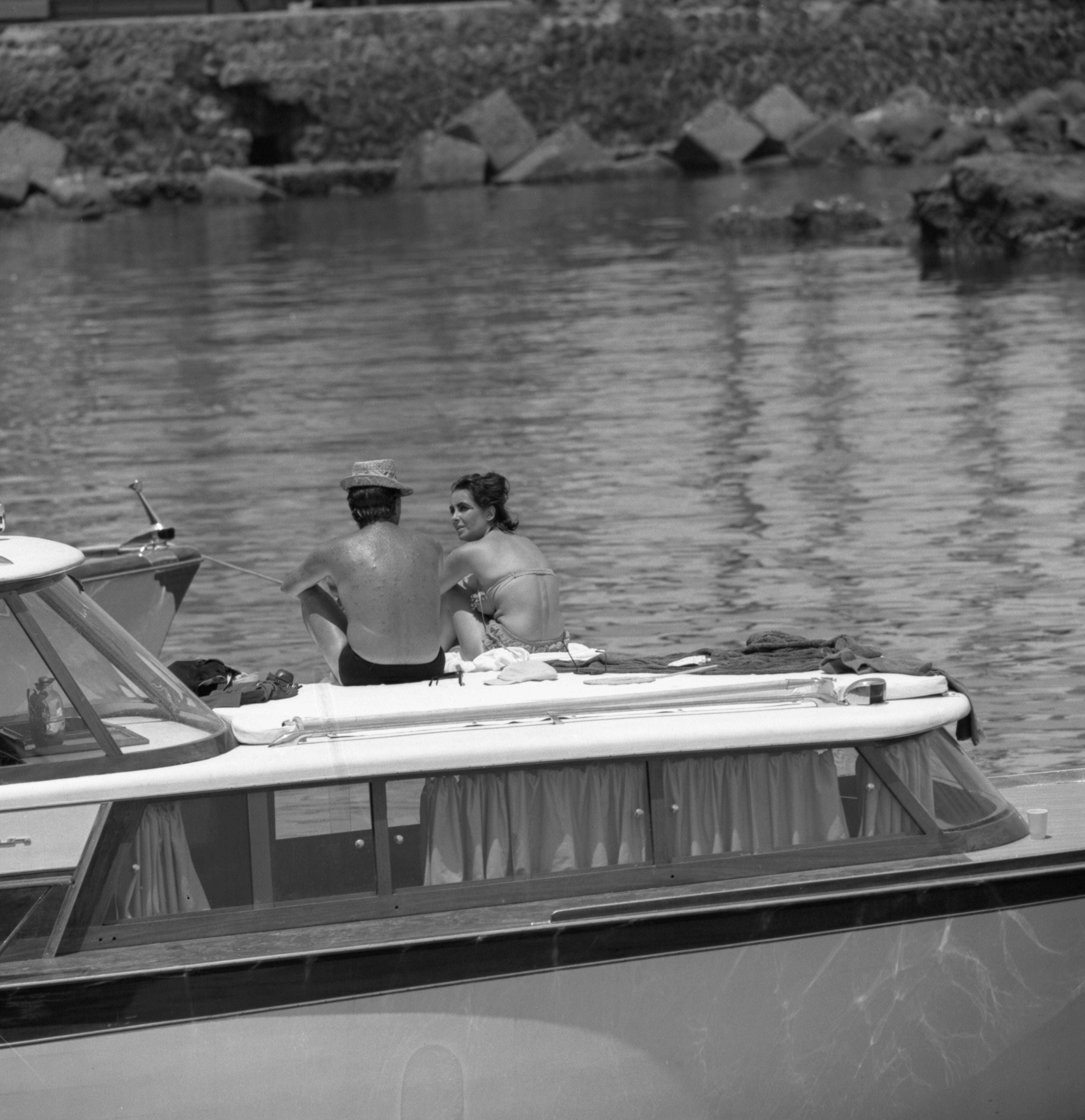 Richard Burton And Elizabeth Taylor On A Boat