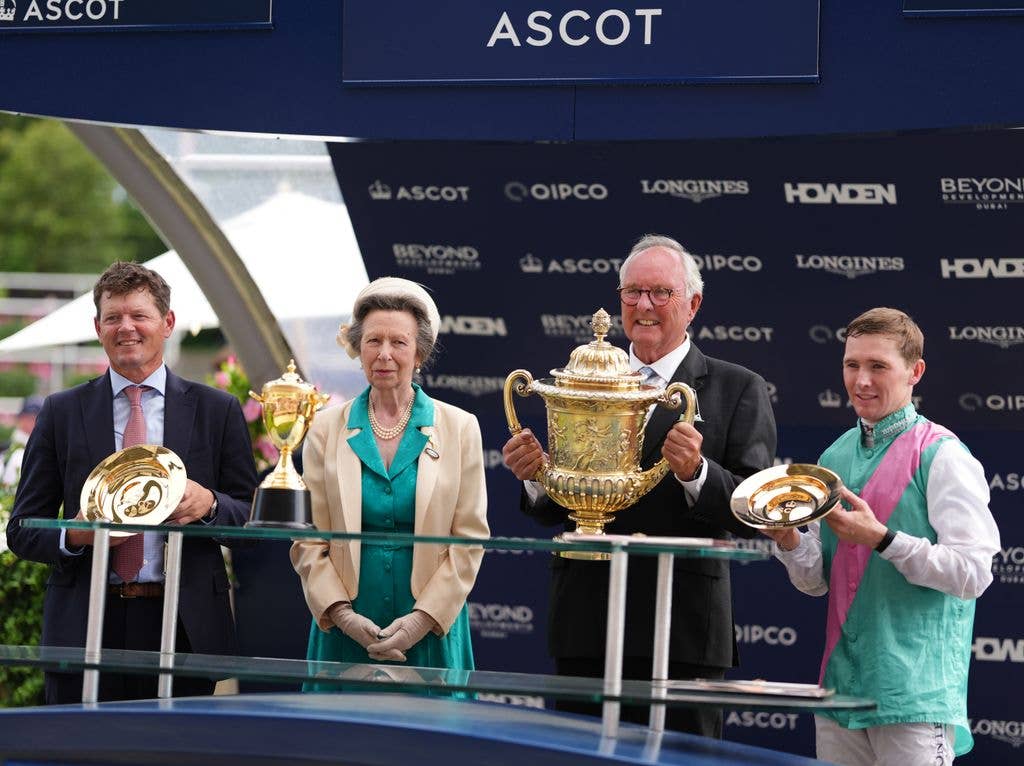 Princess Anne presenting trophy at the races
