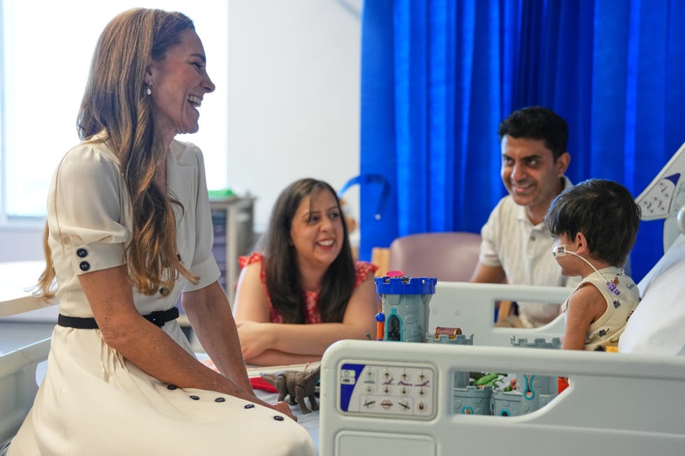 The Princess of Wales Visits Evelina London Children's Hospital britain's kate, the princess of wales, talks to young arjun and his family at the edward ward as she visits evelina london children's hospital in london, monday, july 6, 2026.(ap photo/alastair grant, pool)