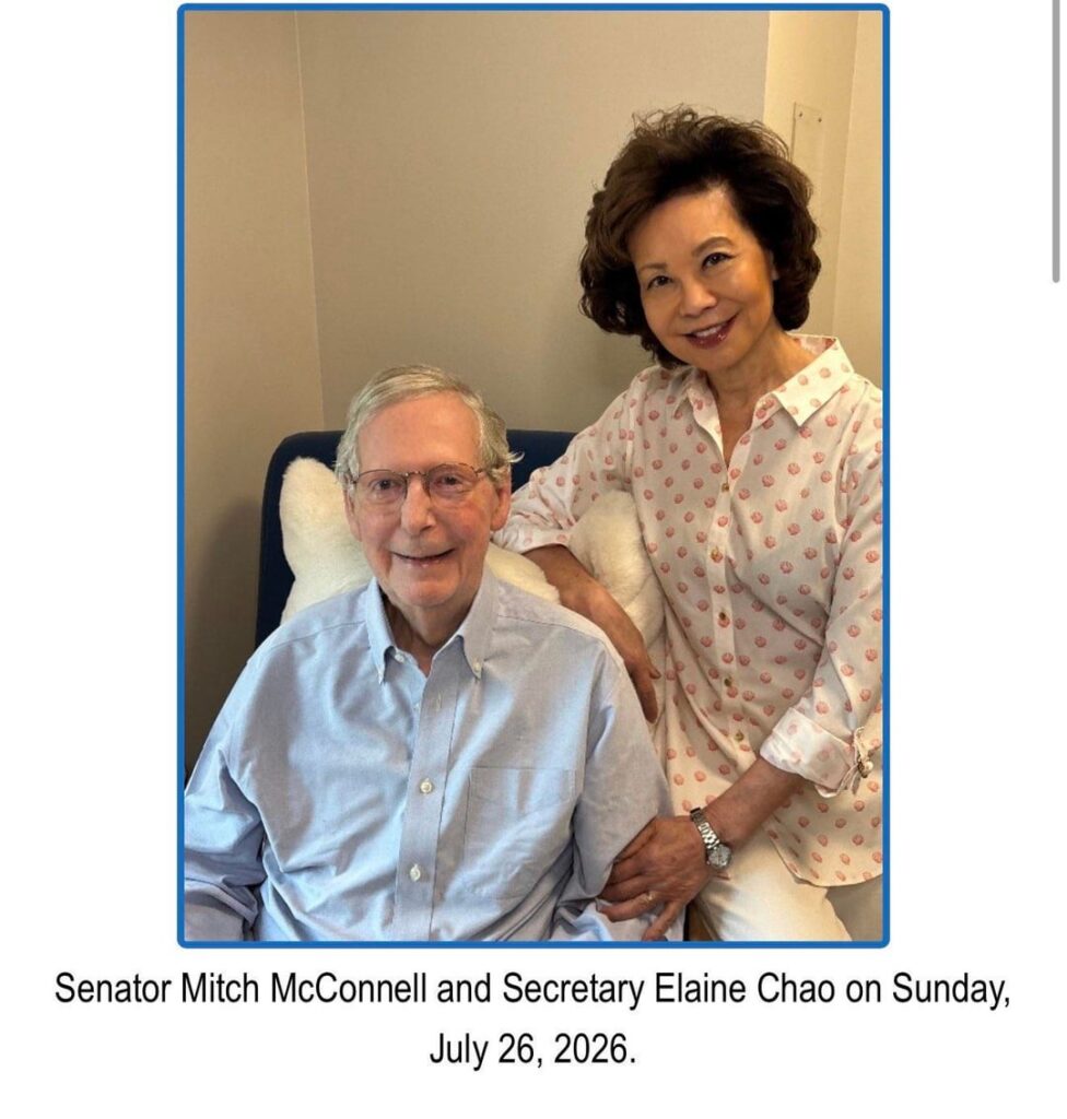 Sen. Mitch McConnell’s office has released a new proof of life photo allegedly taken yesterday, sharing that he will not be able to attend Fancy Farm this weekend as “he is not yet medically cleared to leave the rehab facility and return to the office."