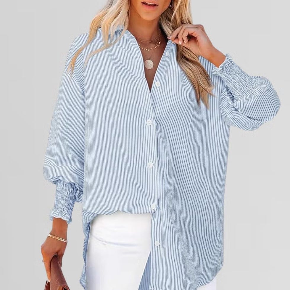 Smocked Oversized Button Down