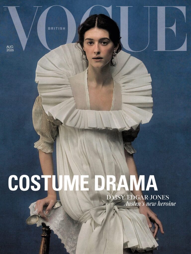Daisy Edgar-Jones covers the August 2026 Issue of British Vogue. Photographed by Szilveszter Makó & styled by Tabitha Simmons.