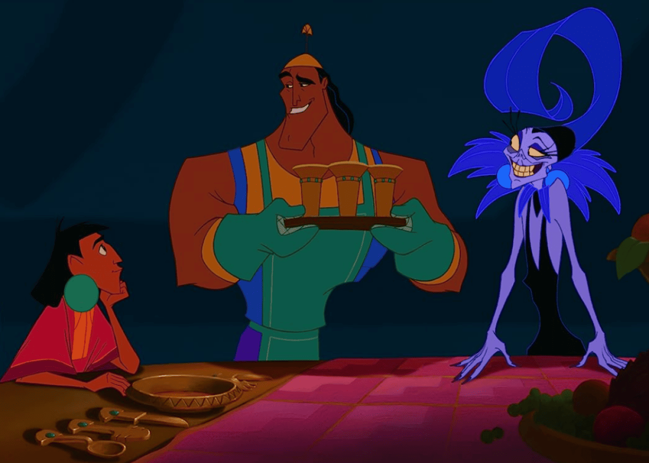 David Spade, Eartha Kitt, and Patrick Warburton in ‘The Emperor's New Groove’. - 