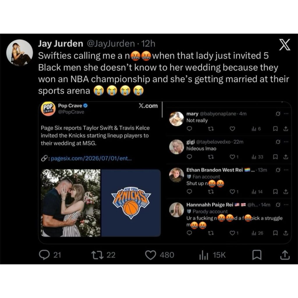 Comedian Jay Jurden calls out Swifties for calling him slurs