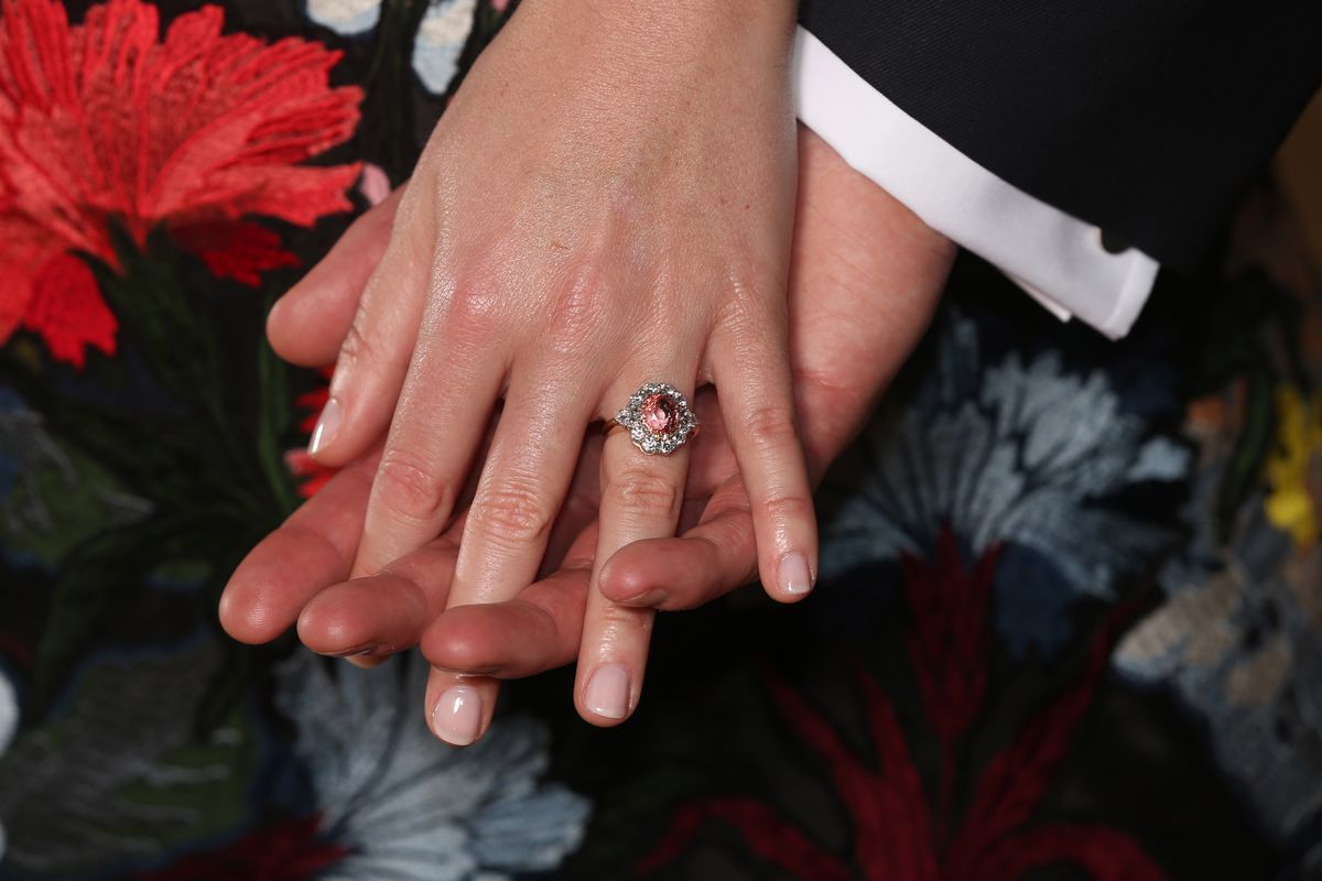 Sarah Ferguson's ruby engagement ring inspired the floral cluster design of Princess Eugenie's engagement ring.