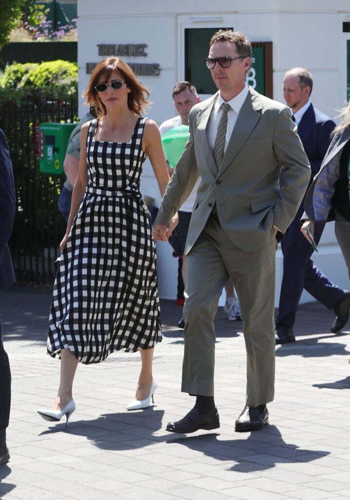 Benedict Cumberbatch and Sophie Hunter attend day nine of the 2026 Wimbledon Tennis Championships 