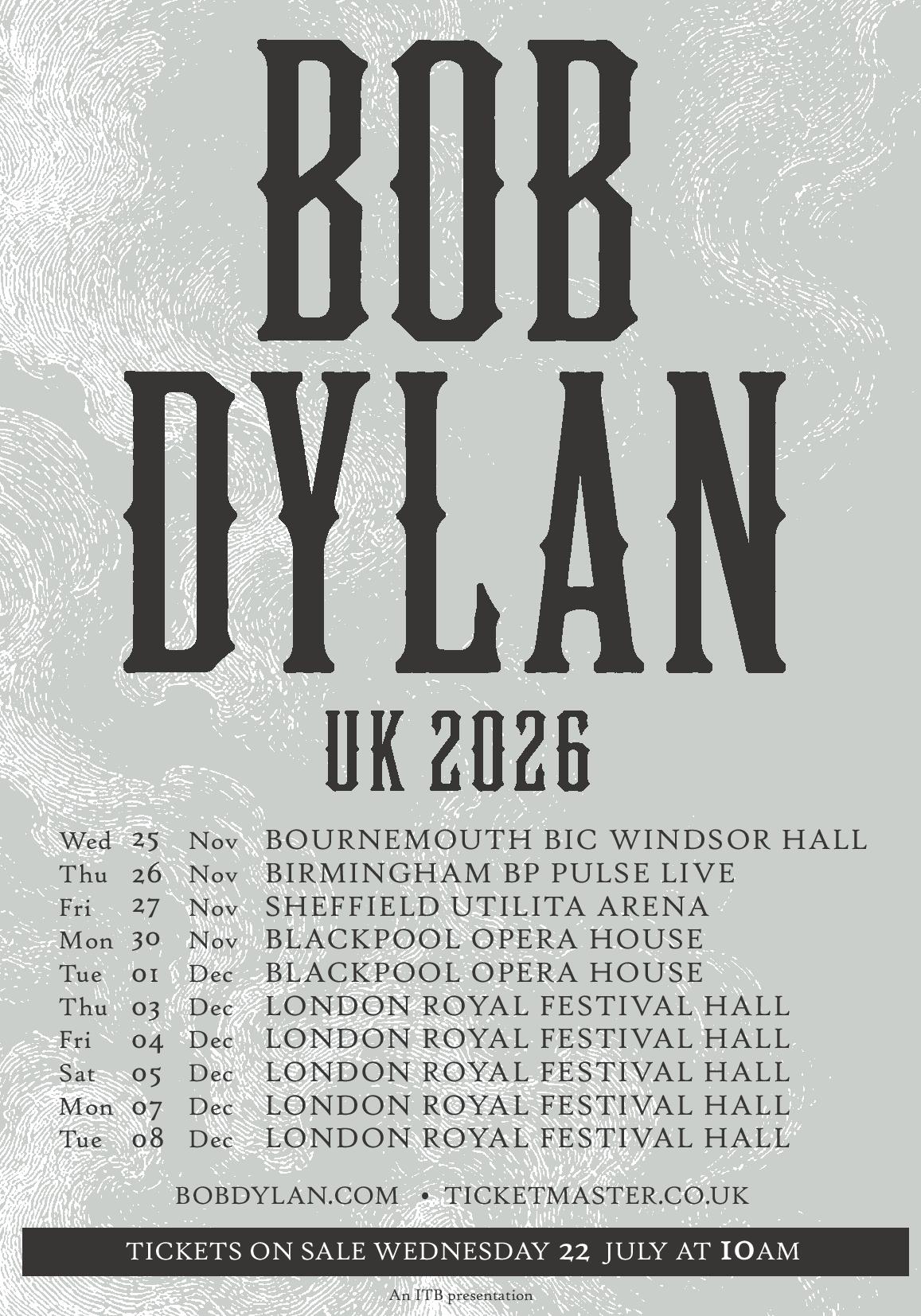 Bob Dylan UK tour poster