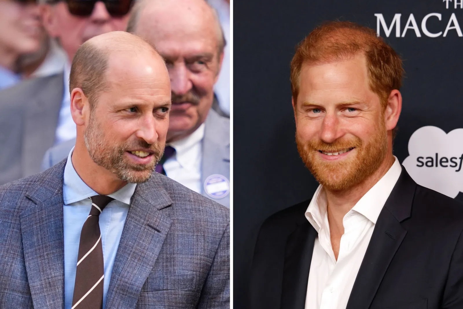 Prince William attends the men's singles final of Wimbledon, at All England Lawn Tennis and Croquet Club, on July 12, 2026. Prince Harry attends the 2026 Time100 Sports Gala, in New York City, on July 16, 2026.