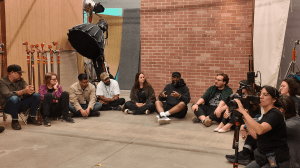 Bradford Young and a group of cinematographers at a Panavision workshop.