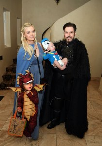 LAS VEGAS, NV - OCTOBER 31:  Holly Madison (L),Pasquale Rotella (R) and their children Rainbow Aurora Rotella (bottom L) and Forest Leonardo Antonio Rotella (2nd from R) celebrate Halloween
on October 31, 2016 in Las Vegas, Nevada.  (Photo by Denise Truscello/WireImage)