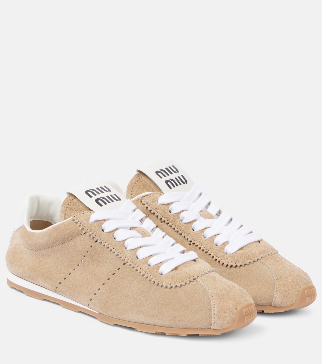 Plume Suede Sneakers in Beige - Miu Miu