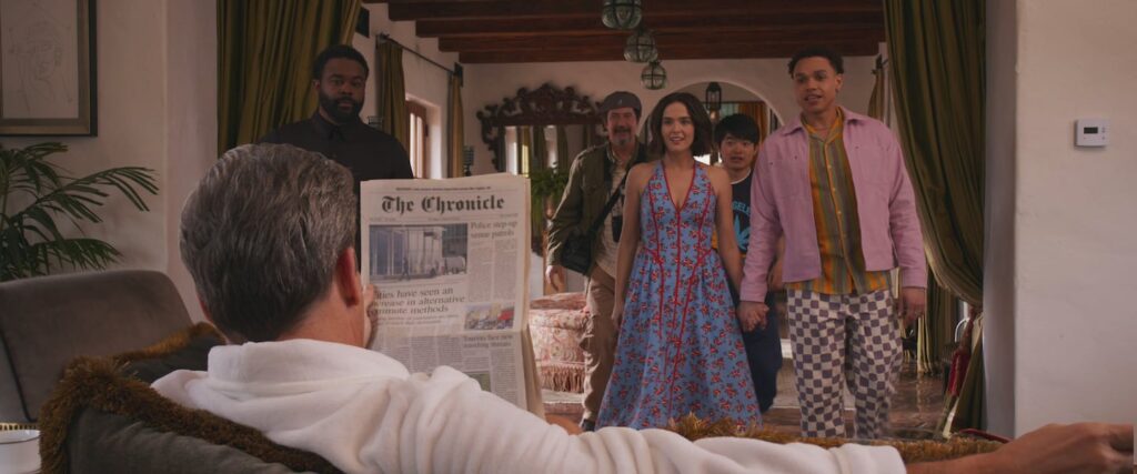 ‘Gail Daughtry and the Celebrity Sex Pass’ is uneven Hollywood romp: Odie Henderson Jon Hamm as himself, Tobie Windham as Terrence, Ken Marino as Vincent, Ben Wang as Caleb, Zoey Deutch as Gail Daughtry, and Miles Gutierrez-Riley as Otto in "Gail Daughtry and the Celebrity Sex Pass."