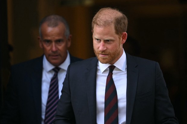 Britain's Prince Harry, Duke of Sussex, leaves Chatham House in central London on July 7, 2026, after attending the fourteenth Invictus Games Foundation Conversation: From Policy to Practice, as part of the One Year to Go celebrations for the Invictus Games Birmingham 2027. Prince Harry on Tuesday lost his high-profile case against the Daily Mail's publisher for alleged unlawful information gathering in yet another blow to the estranged royal as he begins a fraught five-day trip back to the UK. (Photo by JUSTIN TALLIS / AFP via Getty Images)