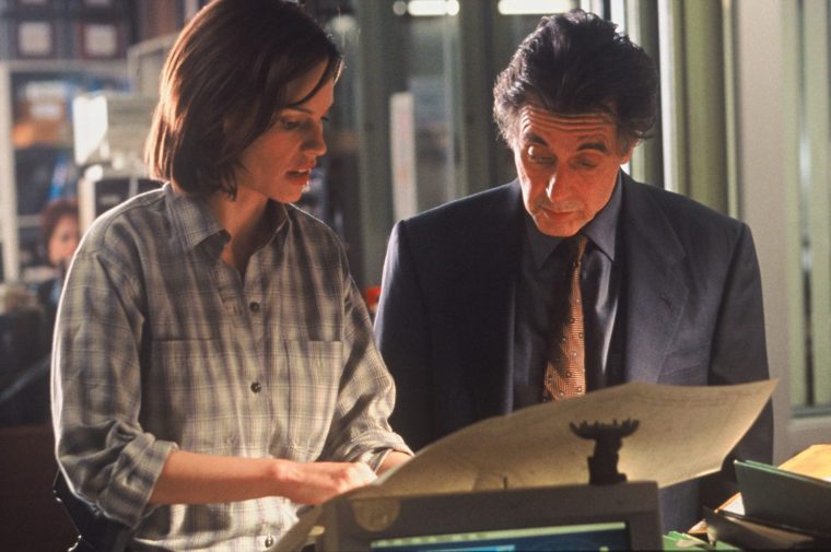 Film : "Insomnia" (2002) Starring: Al Pacino and Hilary Swank Sent to a small Alaska town to investigate the murder of a teenage girl, a veteran police officer (Al Pacino) is forced into a game of psychological cat-and-mouse by a primary suspect (Robin Williams) after his partner is killed. The stakes escalate as he contends with an idealistic detective (Hilary Swank) and finds his own stability dangerously threatened. (Robin Williams died 11/8/2014)