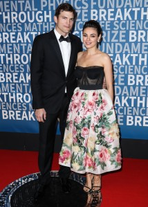 Actor Ashton Kutcher and wife/actress Mila Kunis arrive at the 2018 Breakthrough Prize Ceremony held at the NASA Ames Research Center on December 3, 2017 in Mountain View, California, United States. 03 Dec 2017 Pictured: Ashton Kutcher, Mila Kunis. Photo credit: IPA/MEGA TheMegaAgency.com +1 888 505 6342 (Mega Agency TagID: MEGA127659_018.jpg) [Photo via Mega Agency]