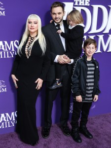 CENTURY CITY, LOS ANGELES, CALIFORNIA, USA - OCTOBER 06: World Premiere Of MGM's 'The Addams Family' held at the Westfield Century City AMC on October 6, 2019 in Century City, Los Angeles, California, United States. 06 Oct 2019 Pictured: Christina Aguilera, Matthew Rutler, Summer Rain Rutler, Max Bratman. Photo credit: Xavier Collin/Image Press Agency/MEGA TheMegaAgency.com +1 888 505 6342 (Mega Agency TagID: MEGA521677_001.jpg) [Photo via Mega Agency]