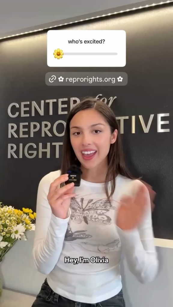 Olivia Rodrigo says abortion bans are pro-control not pro-life as she spoke with the Center for Reproductive Rights to learn more about the fight for reproductive freedom