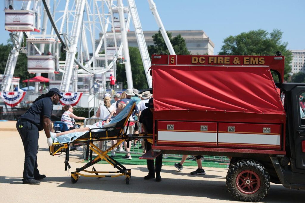 Trump downplays extreme heat despite America 250 cancelations and hospitalizations | president insists the Washington, D.C. weather “isn’t as bad as predicted” ahead of his evening speech at the Lincoln Memorial
