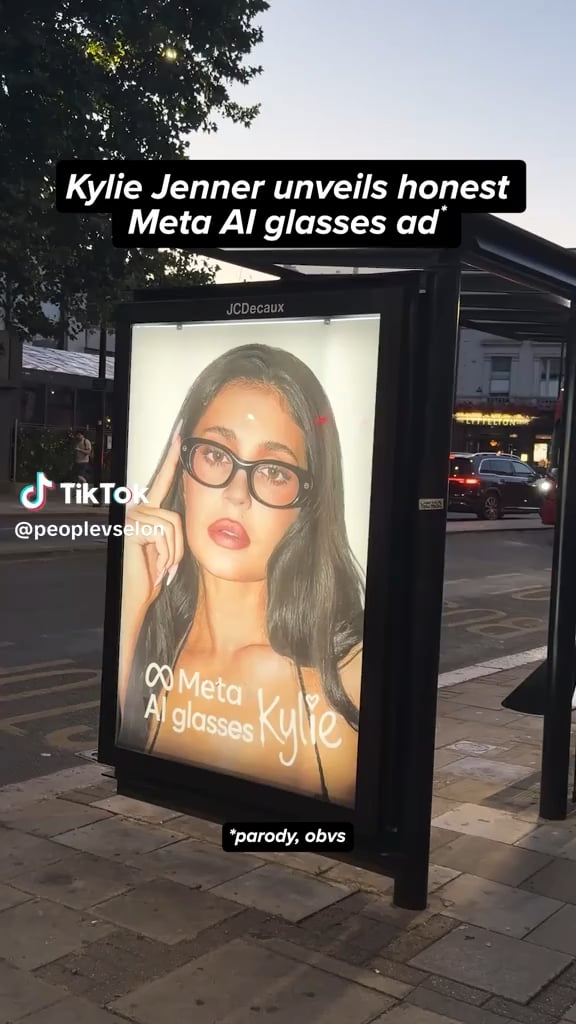 Honest Kylie Jenner Meta AI Glasses ad unveiled in London. By People Vs Elon.