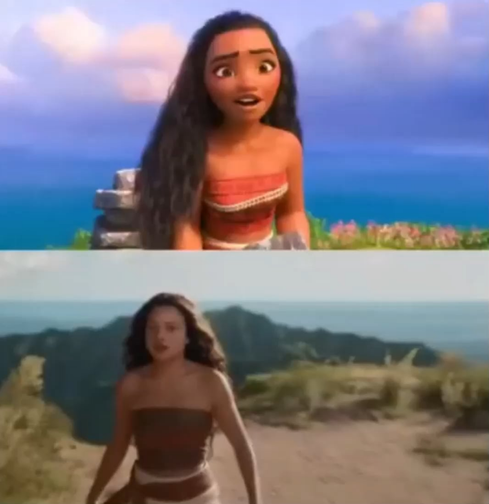 The live-action Moana movie copies the animated original shot for shot, except when a scene is too expensive to recreate. Then it just freezes and hopes you remember all the action from the original