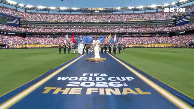 Jennifer Hudson sings the American national anthem at the World Cup 2026 final (jump scare Trump appears)