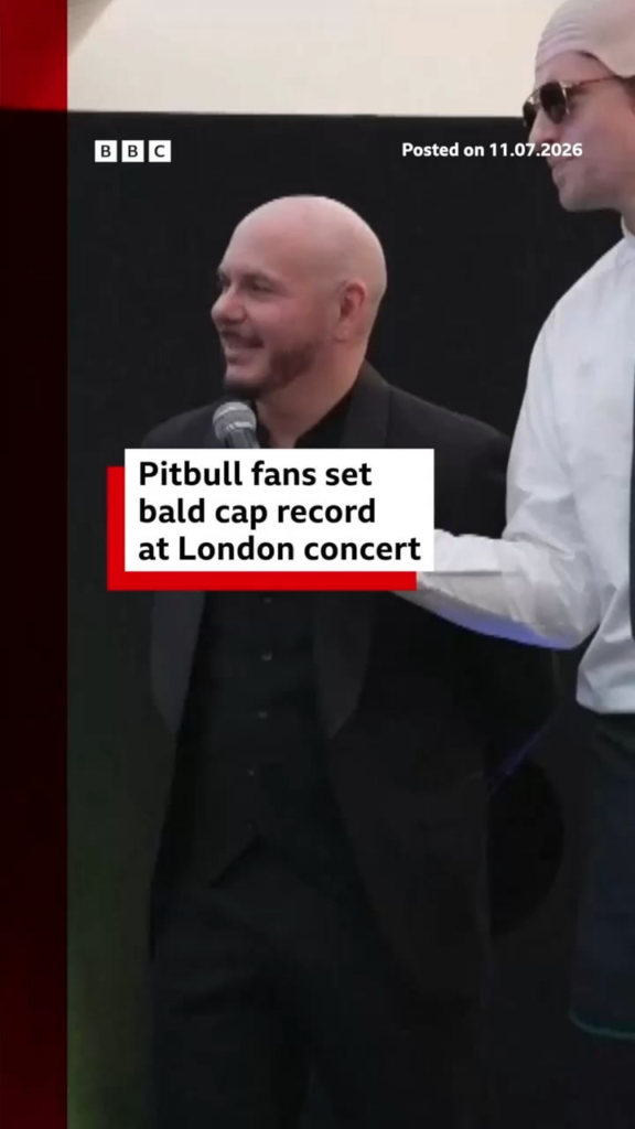 Pitbull and his legion of fans have set the Guinness World Record for the largest gathering of people wearing bald caps (22,141) at his headline BST Hyde Park show.