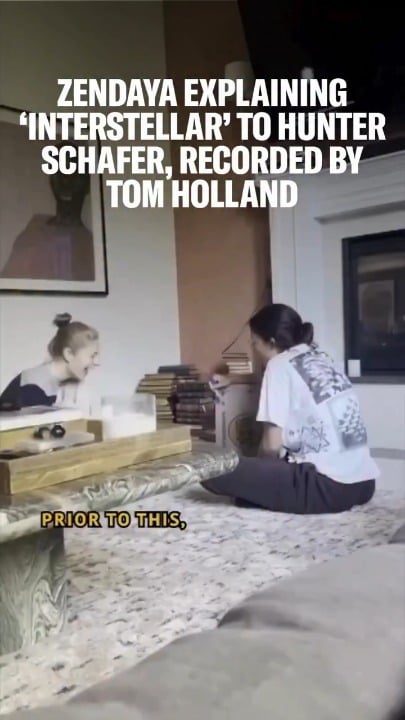 Tom Holland recording Zendaya explaining Interstellar to Hunter Schafer