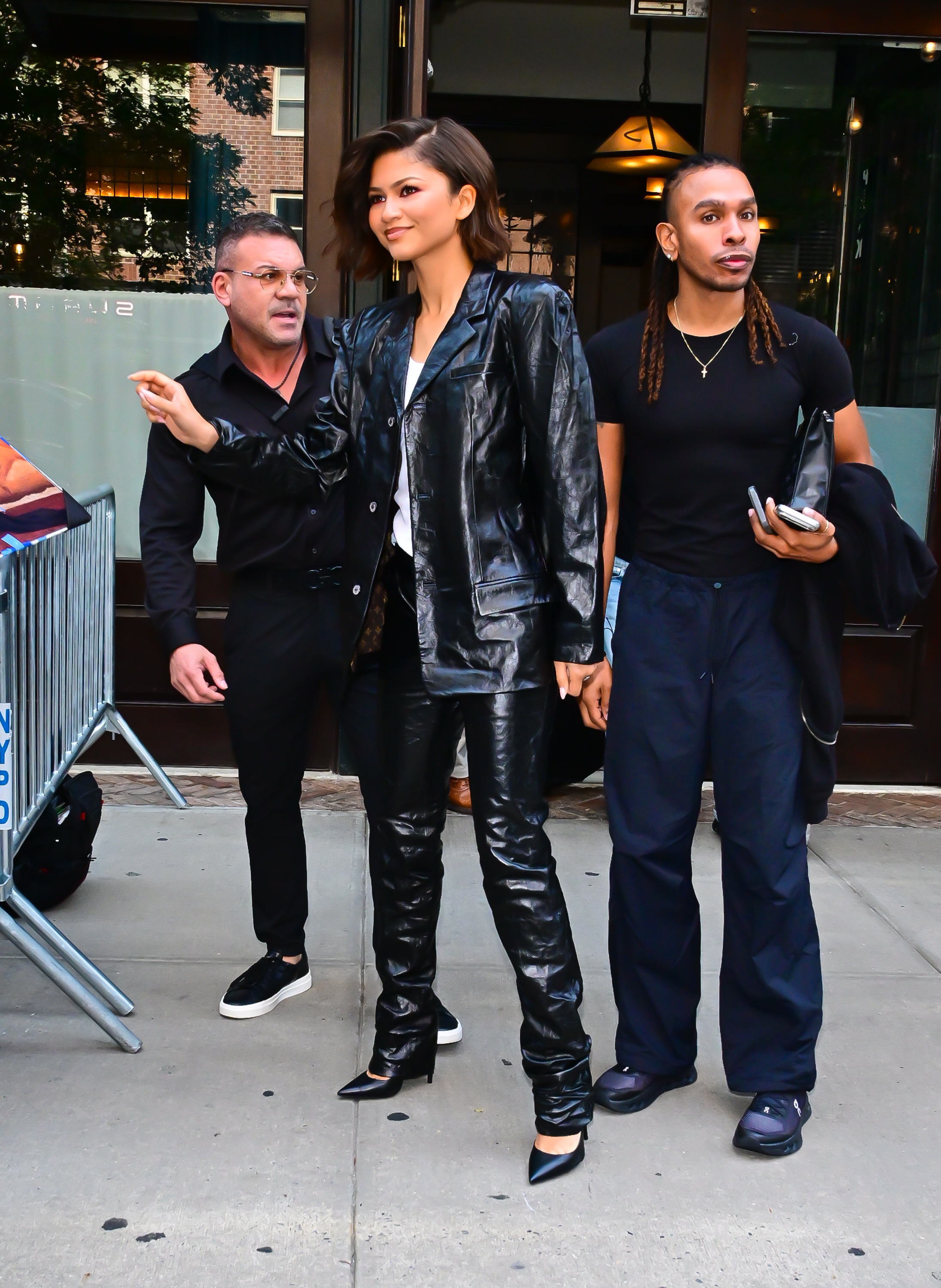 Zendaya wears head to toe black leather