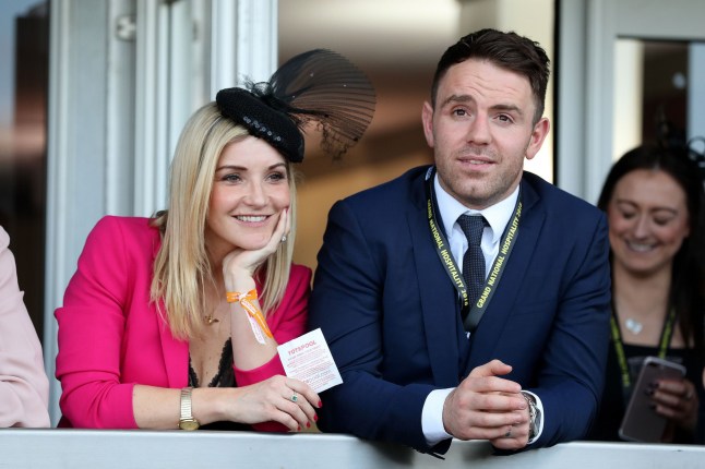 Mandatory Credit: Photo by Paul Greenwood/BPI/Shutterstock (9628989p) BBC TV Presenter Helen Skelton and her husband Leeds Rhinos Rugby League player Richie Myler Grand National Day, Randox Health Grand National Festival, Day Three, Aintree Racecourse, Liverpool, UK, 14 April 2018