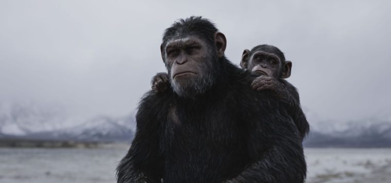 Caesar (Andy Serkis) and Cornelius (Devyn Dalton) anticipate the journey ahead in Twentieth Century Fox film: WAR FOR THE PLANET OF THE APES (2017).