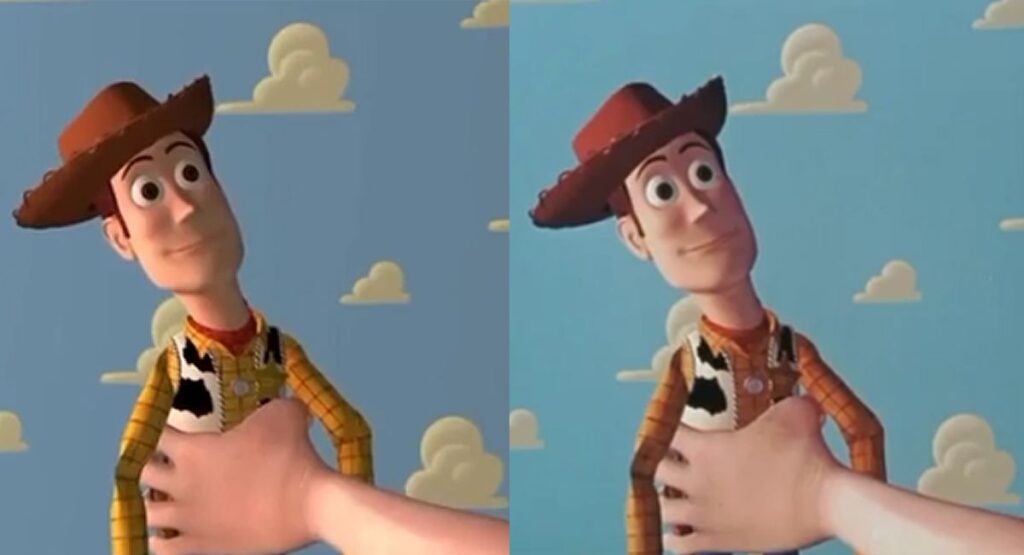People are comparing Pixar’s digital Toy Story with a scan of the original 35mm film, and they’re stunned by what they found Pixar Toy Story original 35mm film vs digital