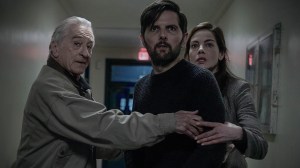 The Whisper Man. (L-R) Robert De Niro as Peter Willis, Adam Scott as Tom Kennedy and Michelle Monaghan as Amanda Beck in The Whisper Man. Cr. David Lee/Netflix © 2026